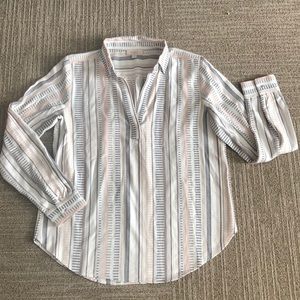 Loft Popover Striped Top size Small